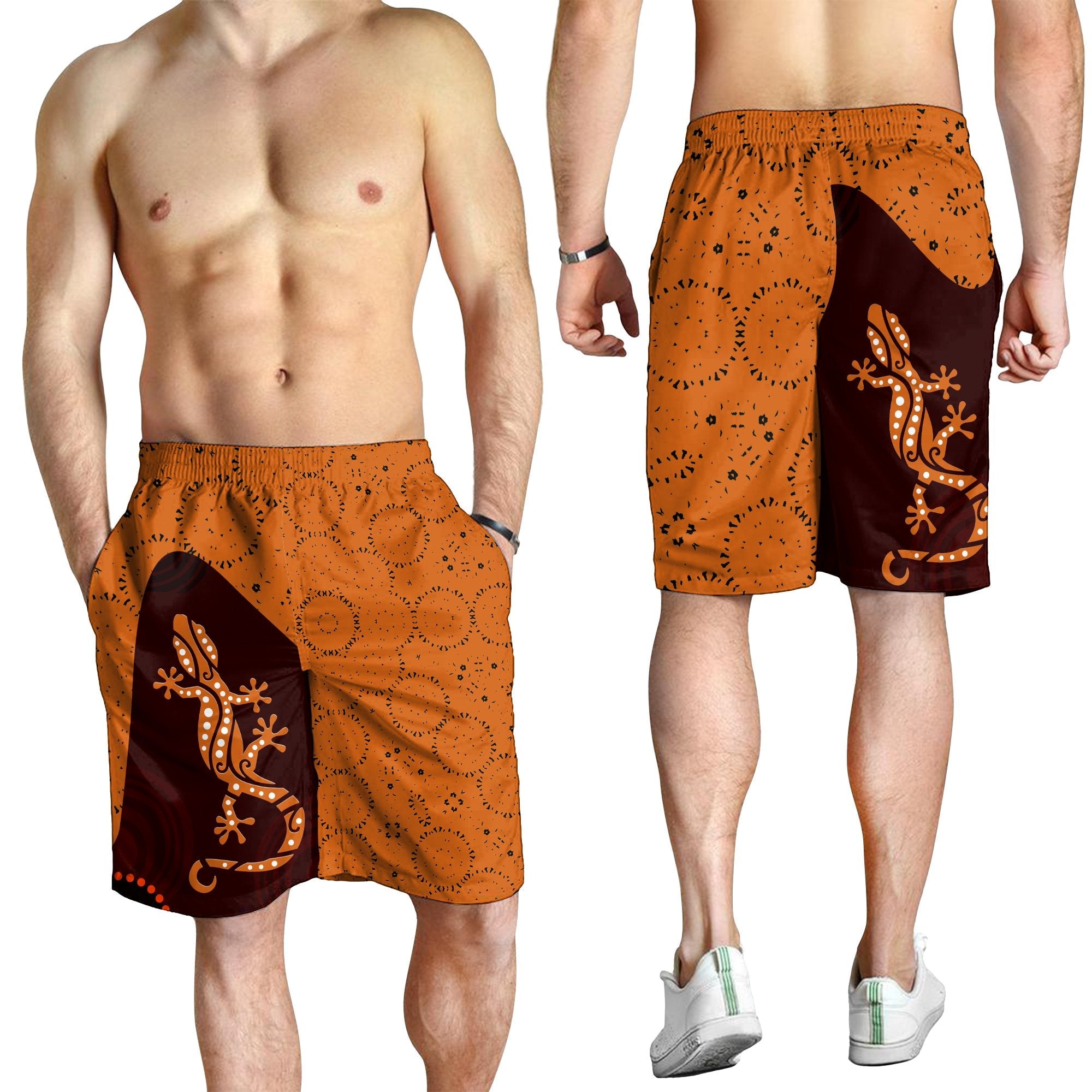 aboriginal-men-shorts-lizard-in-aboriginal-dreaming