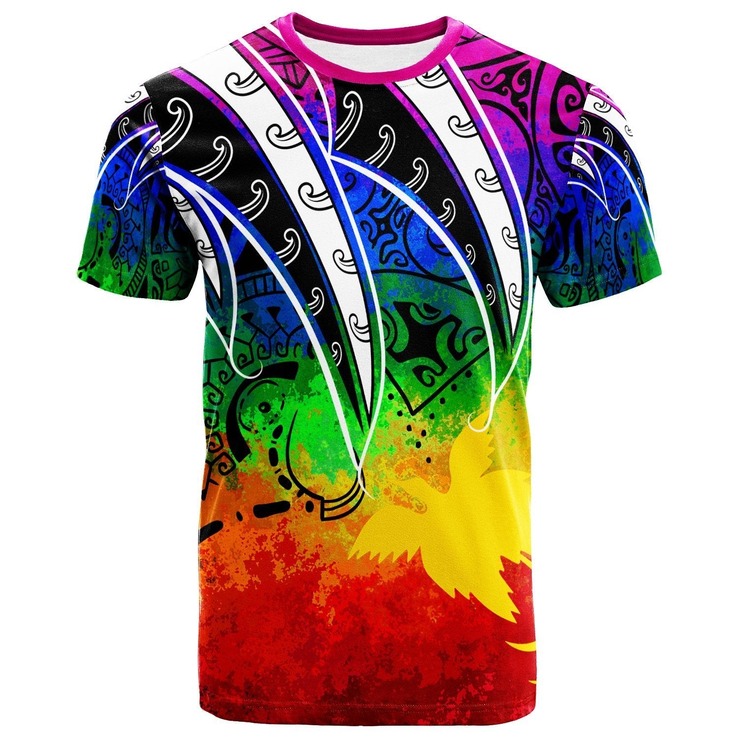 papua-new-guinea-t-shirt-tropical-leaf-rainbow-color