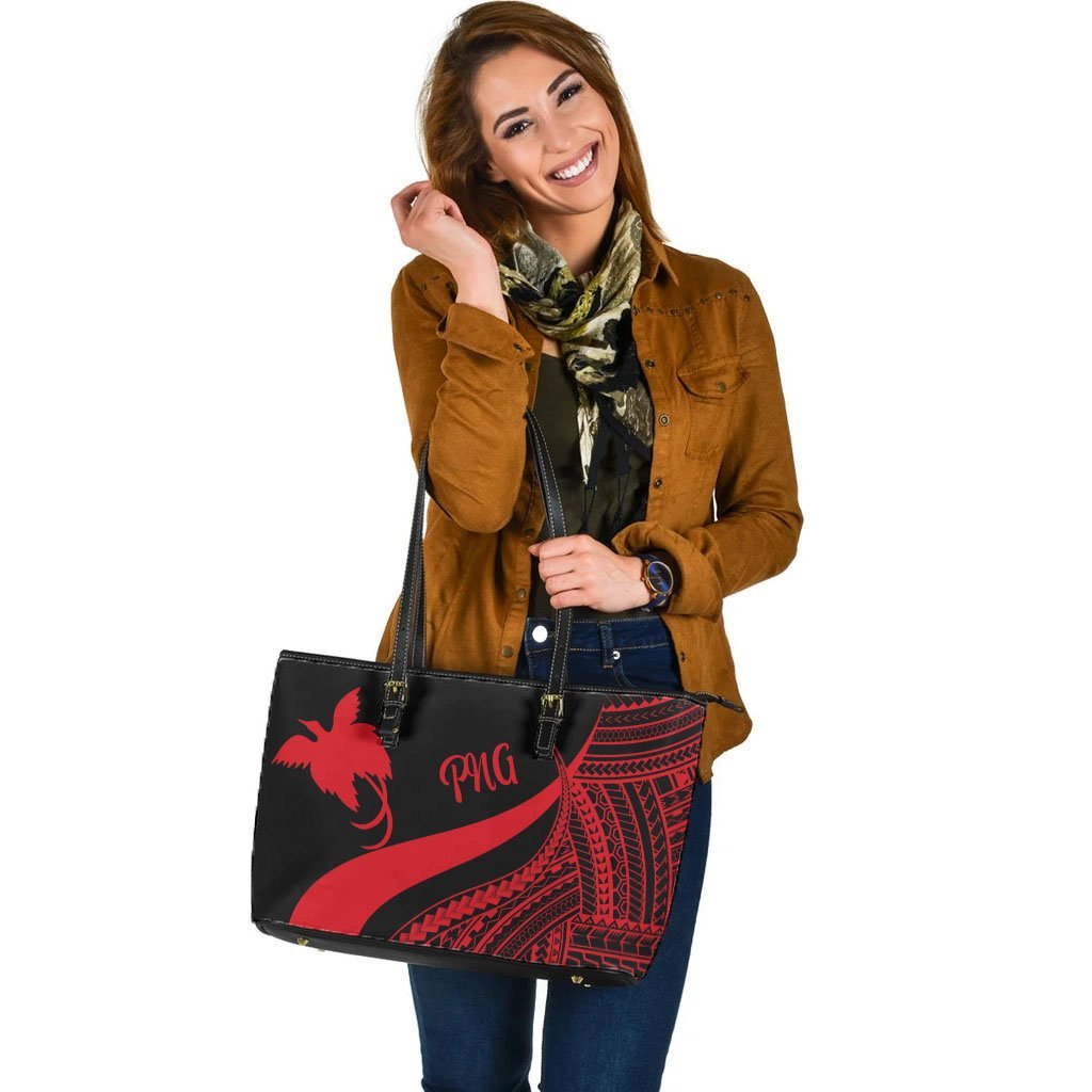 papua-new-guinea-large-leather-tote-bag-red-polynesian-tentacle-tribal-pattern