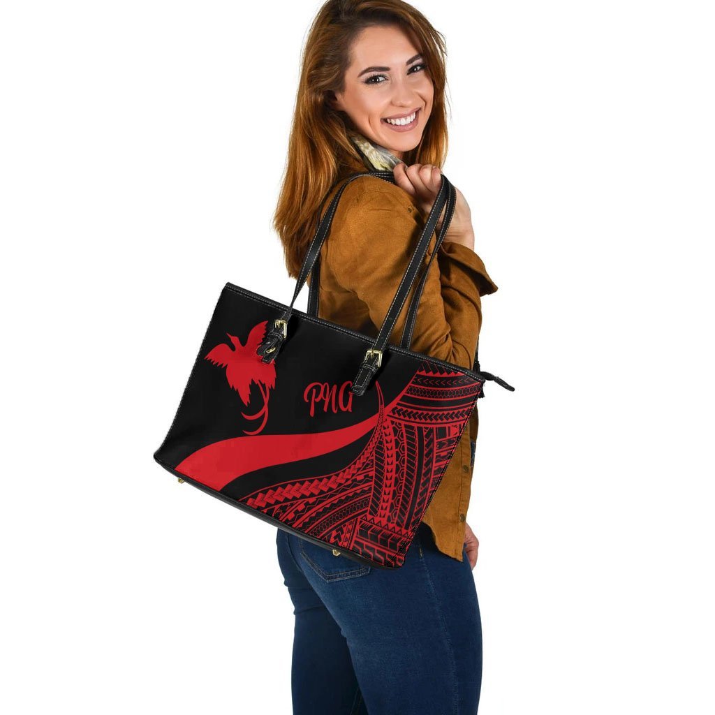 papua-new-guinea-large-leather-tote-bag-red-polynesian-tentacle-tribal-pattern