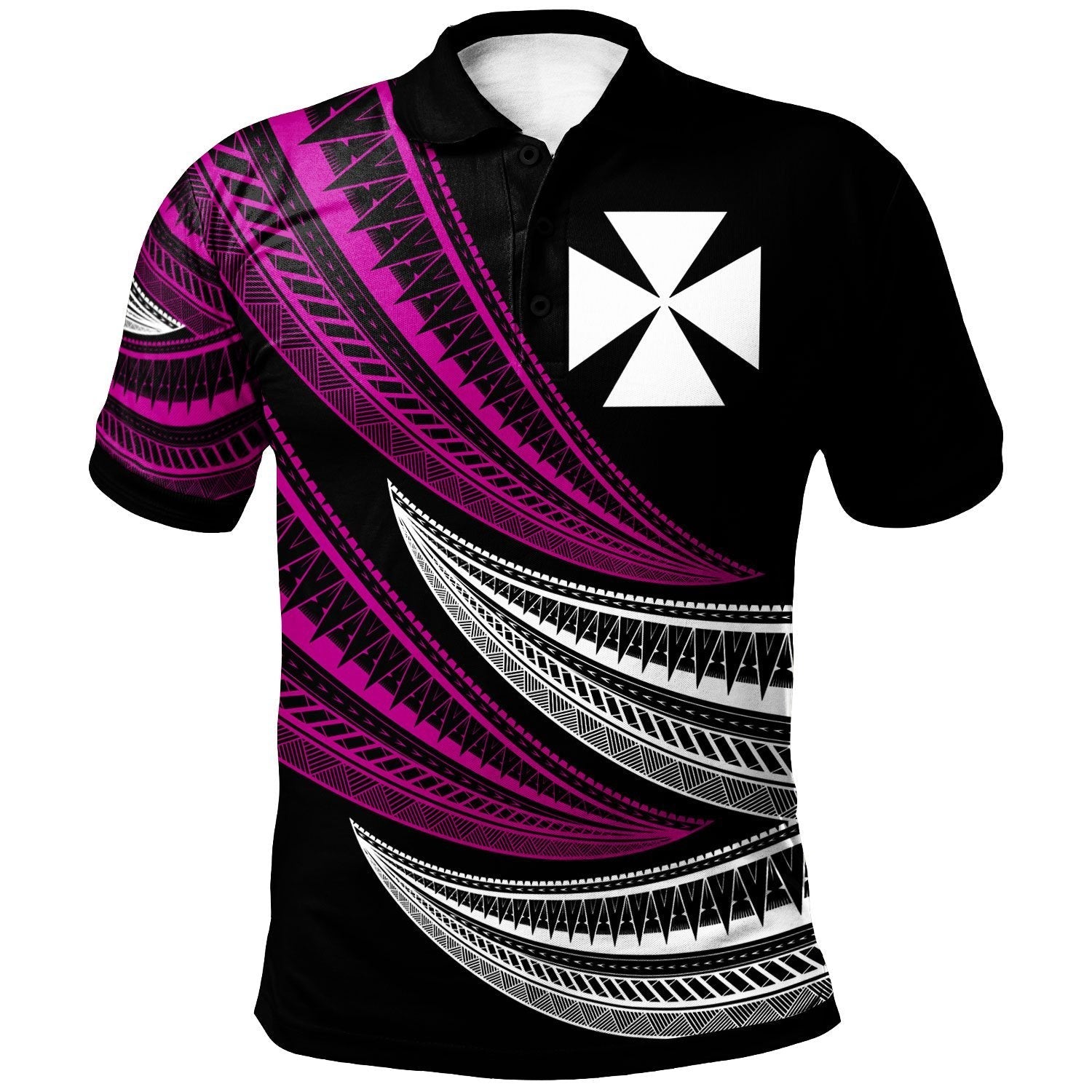 wallis-and-futuna-custom-personalised-polo-shirt-wave-pattern-alternating-purple-color