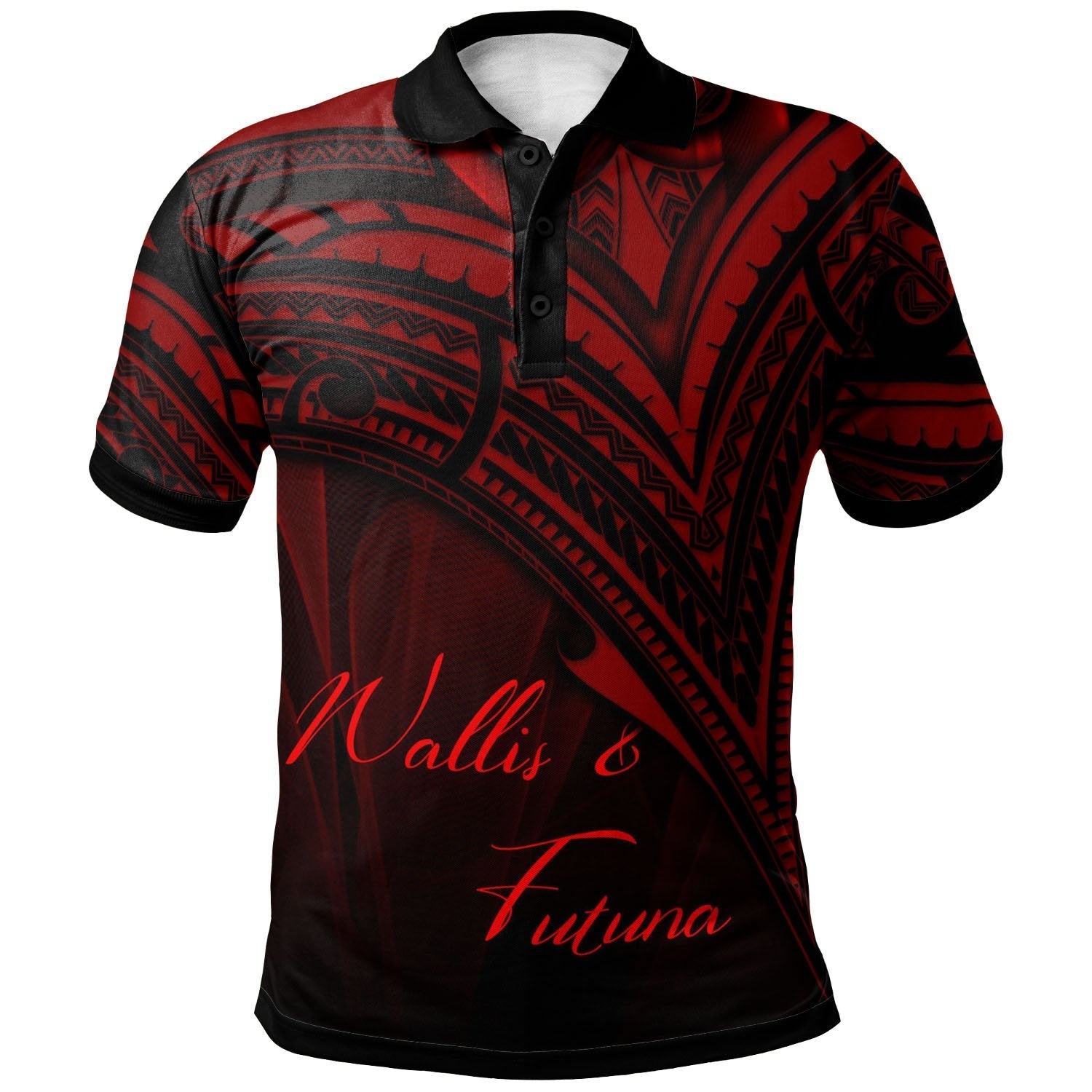 wallis-and-futuna-polo-shirt-red-color-cross-style