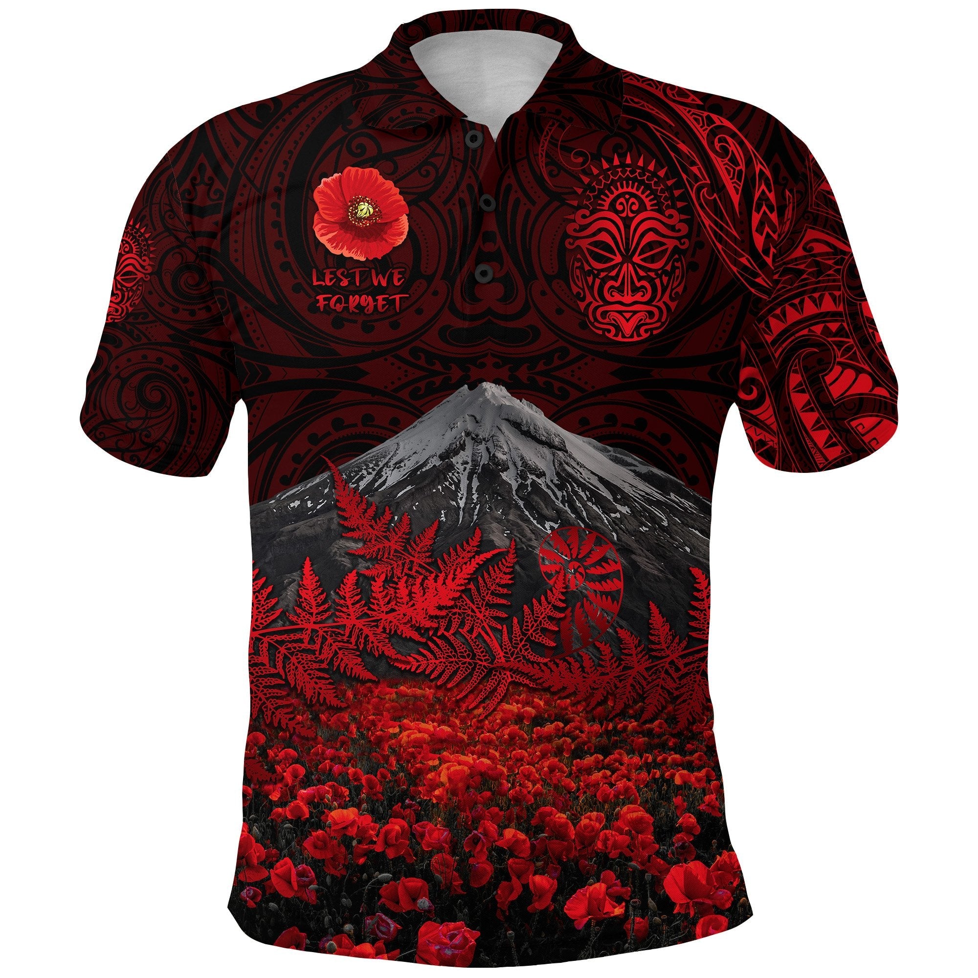 warriors-rugby-custom-polo-shirt-new-zealand-mount-taranaki-anzac-vibes-red