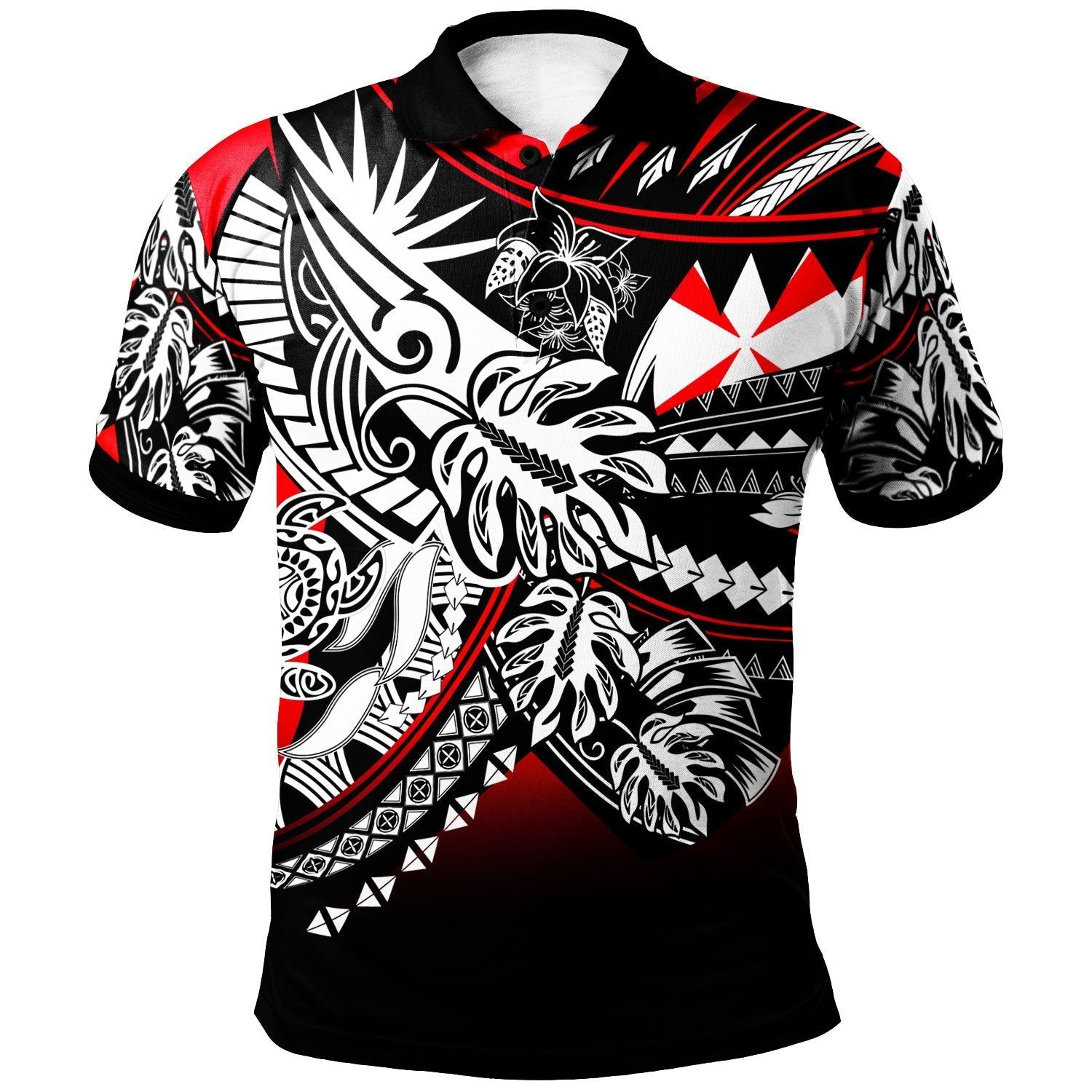 wallis-and-futuna-polo-shirt-tribal-jungle-red-pattern
