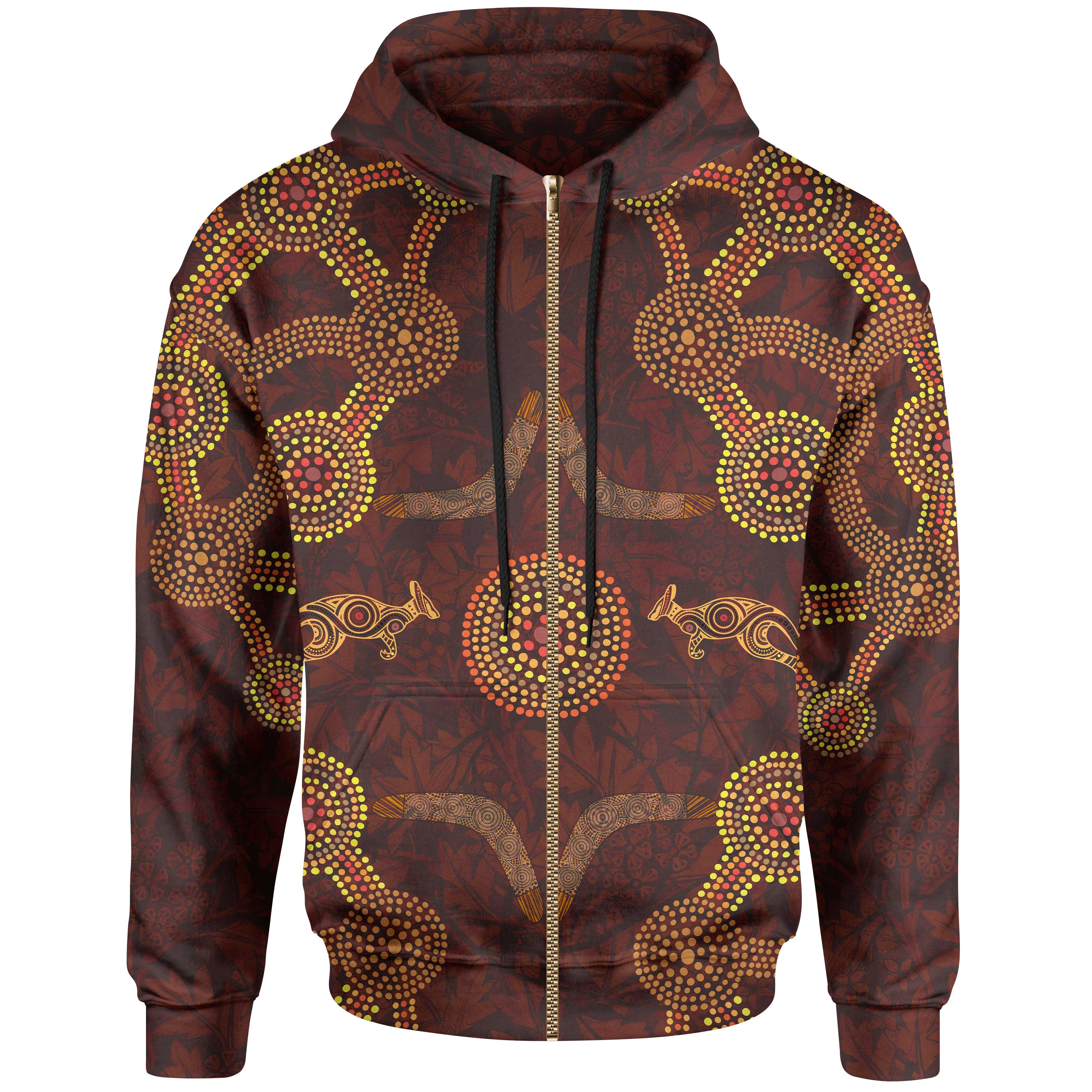 zip-up-hoodie-aboriginal-dot-pattern-boomerang-kangaroo